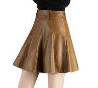 DMLAYHP Lederrock Damenröcke Eleganter Minirock aus Leder in Übergröße mit hoher Taille(2,5XL)