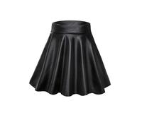 DMLAYHP Lederrock Lederröcke mit hoher Taille, elastischer Mini-Kurzrock for Damen und Mädchen(M)