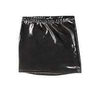 DMLAYHP Lederrock Schwarzer Leder Kurzrock Damen Tanzröcke Elastisch(Black,3XL)