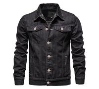 Dmmtot Herren-Jeansjacke, einfarbig, Knopftasche, schmale modische Jacke, lässig, Arbeitsmantel, Cargojacke, klassisch, langlebig, Streetwear, stylischer Mantel, Rugby, Übergröße M-5XL
