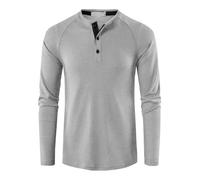 Dmmtot Langarm-T-Shirts für Herren, Herbstausverkauf, Waffelmuster, weich, gerippt, schmale Passform, aktiv, athletisch, Blusen, tägliche Knöpfe, Polo-Shirts, einfarbig, Unterhemd, Baseball, Rugby,