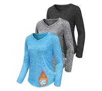 DMVOD 3 Pack Damen Thermo Langarmshirt V-Ausschnitt Unterhemd Oberteile Winter Pullover Langarm Thermounterwäsche mit Basic Tops
