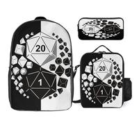 DND Dungeons And Dragons Rucksack mit Lunchpaket Bleistiftbeutel 3D-Druck Cartoon Rucksäcke Set Casual