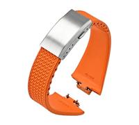 DNDJJM Armband aus Fluorkautschuk, kompatibel mit Tissot PRX Series Super Player 35 mm 40 FKM Damen Herren Uhrenarmband Schnellverschluss und Faltschließe 11 12(Orange Silver,12mm)