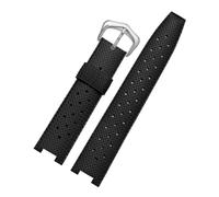 DNDJJM Gummi-Uhrenarmband, kompatibel mit der Cartier Pasha-Serie, 20 x 10 mm, 20 x 12 mm, 20 x 15 mm, Armband mit Kerbe, Armband, Herrenuhr-Zubehör(Black Silve rbuckle,22-15mm)