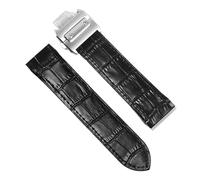 DNDJJM Kompatibel mit Cartier Santos Strap Herren SANTOS 100 Santos Lederarmband 20/23 mm(Black- Silver Buckle,20mm)