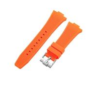 DNDJJM Kompatibel mit dem Tissot PRX-Uhrenarmband Super Player T137.407-410, Gummi-Silikon-Uhrenarmband, 26-12 mm(Orange Silver)