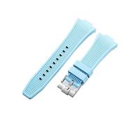 DNDJJM Kompatibel mit dem Tissot PRX-Uhrenarmband Super Player T137.407-410, Gummi-Silikon-Uhrenarmband, 26-12 mm(Light blue Silver)