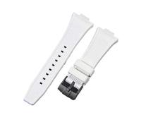 DNDJJM Kompatibel mit dem Tissot PRX-Uhrenarmband Super Player T137.407-410, Gummi-Silikon-Uhrenarmband, 26-12 mm(White Black buckle)
