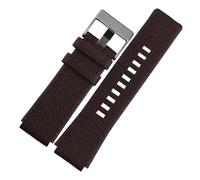 DNDJJM Konvexes Lederarmband for Diesel DZ1089 DZ1123 DZ1132, Ersatzarmband, Schwarz, Braun, Weiß(Brown-Silver,30X20mm)