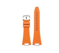 DNDJJM Schnellverschluss 27-12 mm Silikon-Uhrenarmband kompatibel mit Tissot PRX T137.407 T137.410 Fluorkautschuk-Armband for Herren(Orange-silver)