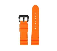 DNDJJM Weiches Silikon-Gummi-Uhrenarmband, kompatibel mit Panerai SUBMERSIBLE PAM 441 359 Serie 22 mm 24 mm Herren-Uhrenarmband, orangefarbenes Uhrenzubehör(Orange balck,26mm)