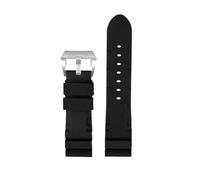 DNDJJM Weiches Silikon-Gummi-Uhrenarmband, kompatibel mit Panerai SUBMERSIBLE PAM 441 359 Serie 22 mm 24 mm Herren-Uhrenarmband, orangefarbenes Uhrenzubehör(Black silver,26mm)