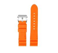 DNDJJM Weiches Silikon-Gummi-Uhrenarmband, kompatibel mit Panerai SUBMERSIBLE PAM 441 359 Serie 22 mm 24 mm Herren-Uhrenarmband, orangefarbenes Uhrenzubehör(Orange silver,26mm)