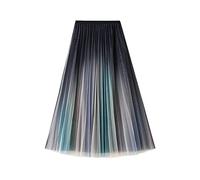 Dninmim Damen Hohe Taille Plissee Gradient Mesh A-Linie Rock Sommer Bunt Langer Tüll Rock, rose, Einheitsgröße