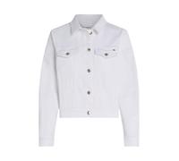 Jeansjacke TOMMY HILFIGER "DNM SLIM JACKET WHITE", Damen, Gr. 40, weiß (optic weiß), Denim/Jeans, Obermaterial: 99% Baumwolle, 1% Elasthan, unifarben, casual, slim fit kurz, Langarm 1-Knopf-Manschette