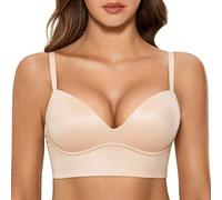 DOBREVA BH Damen ohne Bügel Push Up T Shirt BHS Gepolstert Bustier Soft Nahtloser Beige 90A