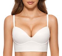 DOBREVA BH Damen ohne Bügel Push Up T Shirt BHS Gepolstert Bustier Soft Nahtloser Weiss 90A