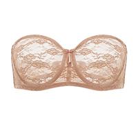 DOBREVA Damen Trägerloser Spitzen BH mit Bügel | Durchsichtig, Dirndl Bandeau BHs, Transparenten Trägern, Multiway, mit Abnehmbaren Trägern
