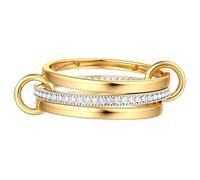 Dochais Gold Silber Ring Damen 18k Vergoldete Wasserfest Goldene Ringe Set Stapelbar Verlobungsring Eheringe Statement Daumenring Fingerring Hypoallergene für Frauen Herren Schmuck Größe 52-65