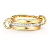 Dochais Gold Silber Ring Damen 18k Vergoldete Wasserfest Goldene Ringe Set Stapelbar Verlobungsring Eheringe Statement Daumenring Fingerring Hypoallergene für Frauen Herren Schmuck Größe 52-65