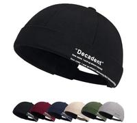 Docker Mütze Sommer Herren Verstellbar Baumwolle Mütze Damen Cotton Docker Cap Herren Verstellbar Seemannsmütze Cap Ohne Schirm Retro Brimless Hat Rolled Cuff Fischermütze