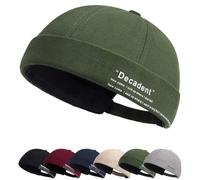 Docker Mütze Sommer Herren Verstellbar Baumwolle Mütze Damen Cotton Docker Cap Herren Verstellbar Seemannsmütze Cap Ohne Schirm Retro Brimless Hat Rolled Cuff Fischermütze