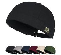 Docker Mütze Sommer Herren Verstellbar Baumwolle Mütze Damen Cotton Docker Cap Herren Verstellbar Seemannsmütze Cap Ohne Schirm Retro Brimless Hat Rolled Cuff Fischermütze