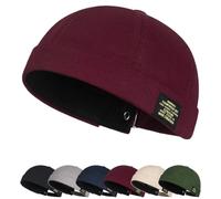 Docker Mütze Sommer Herren Verstellbar Baumwolle Mütze Damen Cotton Docker Cap Herren Verstellbar Seemannsmütze Cap Ohne Schirm Retro Brimless Hat Rolled Cuff Fischermütze