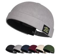 Docker Mütze Sommer Herren Verstellbar Baumwolle Mütze Damen Cotton Docker Cap Herren Verstellbar Seemannsmütze Cap Ohne Schirm Retro Brimless Hat Rolled Cuff Fischermütze