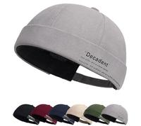Docker Mütze Sommer Herren Verstellbar Baumwolle Mütze Damen Cotton Docker Cap Herren Verstellbar Seemannsmütze Cap Ohne Schirm Retro Brimless Hat Rolled Cuff Fischermütze