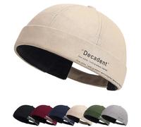 Docker Mütze Sommer Herren Verstellbar Baumwolle Mütze Damen Cotton Docker Cap Herren Verstellbar Seemannsmütze Cap Ohne Schirm Retro Brimless Hat Rolled Cuff Fischermütze