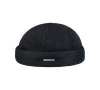 Stetson Docker Strickmütze Herren - Baumwollmütze atmungsaktiv - Dockermütze aus 100% Baumwolle - Dockercap größenverstellbar - Wintermütze mit Baumwoll-Innenfutter Herbst/Winter schwarz XL (60-61 cm)