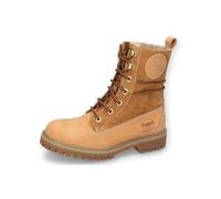 Dockers by Gerli Damen Stiefeletten Combat Boots – warm gefüttert, Schnürstiefel – Golden Tan 41 EU
