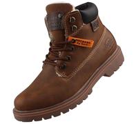 Schnürboots DOCKERS BY GERLI, Damen, Gr. 38, cognac, dunkelbraun, Lederimitat, used, Schuhe Schnürboots, Worker Boots, Schnürboots mit Schaftrandpolsterung (32925618-38) cognac, dunkelbraun