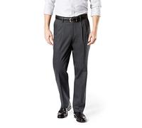 Dockers Herren Classic Fit Signature Khaki Lux Baumwoll-Stretch plissiert, regulär, groß Lässige Hose, Steelhead, X