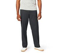 Dockers Herren Hose Comfort Khaki Stretch Relaxed Fit Flat-Front - grau - 34W / 32L