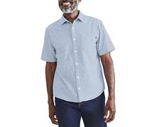 Dockers Herren Regular Fit Kurzarm Freizeithemd (Standard & Big & Tall), Hellblaue Waschung - einfarbig (Chambray), XL