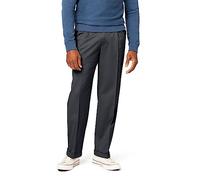 Dockers Herren Relaxed Fit Komfort Khaki Bündchen Plissee D4 / 3/4 5/5 / 5 Lässige Hose, Dunkelgrau meliert, 30W / 32L