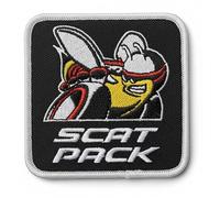 Dodge Scat Pack Aufnäher mit Vintage-Logo, bestickt, 7,6 x 7,6 cm, Heißsiegel-Aufnäher für Kleidung, Jeansjacke, schwarzer Rucksack, Hut, Jacken und mehr