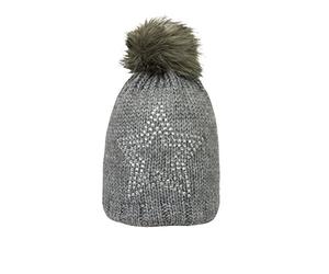 Döll Mädchen Mütze Pudelmütze Strick, Gr. 55, Grau (Light Gray Melange 8100)