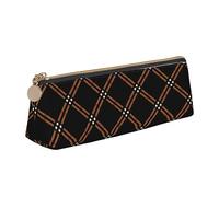 DOFFO Brown Frame Square Printed Cute Pencil Case Aesthetic Pencil Pouch Special Pen Case Small Pencil Bag Durable Pencil Box Zipper Pencil Cases For Women Office Work And Study, Dunkelbrauner Rahmen,