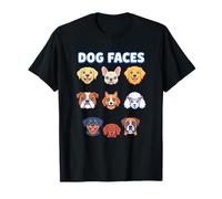 Dog Faces Lustige Bunte Hunde Köpfe Welpen T-Shirt