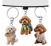 Dog Keychain - 3 Piece 2D Acrylic Puppy Charms, Cute Bag And Car Hanging | 3 Piece Set, 2D Acrylic Design, Cute Puppy Charms, Lightweight Decoration, Easy Attachment, For Mobile Phones Cameras Bags