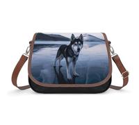 Dog on A Frozen Lake Crossbody Bag for Women Leather Crossover Shoulder Handle Bag with Adjustable Strap Hobo Handbag Large Capacity Purse Work Handbag for Daily Outdoor