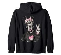 Dogge Girl Peace Sign Pink Bandana Pop Graphic Playful Kapuzenjacke