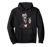 Dogge Girl Peace Sign Pink Bandana Pop Graphic Playful Pullover Hoodie