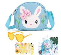 dogmoon Teenager Kaninchen Tasche, Handtasche Prinzessin mit 1 Stück Brille und 14 Stück Haarklemmer, Teenager Hase Geldbörse PU Leder Prinzessin Mini Handtasche