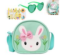 dogmoon Teenager Kaninchen Tasche, Handtasche Prinzessin mit 1 Stück Brille und 14 Stück Haarklemmer, Teenager Hase Geldbörse PU Leder Prinzessin Mini Handtasche