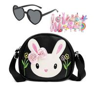 dogmoon Teenager Kaninchen Tasche, Handtasche Prinzessin mit 1 Stück Brille und 14 Stück Haarklemmer, Teenager Hase Geldbörse PU Leder Prinzessin Mini Handtasche